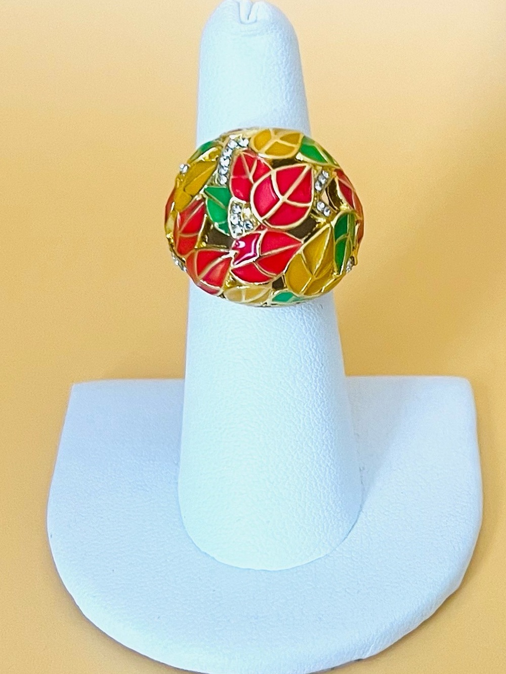 Gold plated enamel dome ring 6